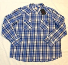 New with tags-Levi's Men's The western Standard fit  Shirt blue check- Size-2XL