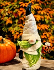 Transpac Halloween Mummy Gnome Light Up Color Changing Jack O Lantern Eyes NIB