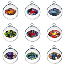 Football Team Collage Glass Cabochon Charms, Jewelry Making Charms