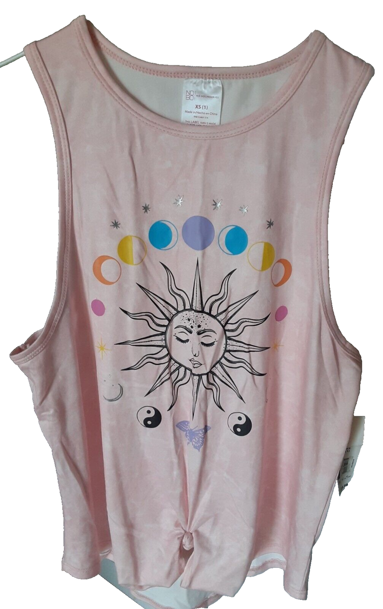 No Boundaries Tank Top Womans Juniors' Sz XS Pink Acid Wash Sun