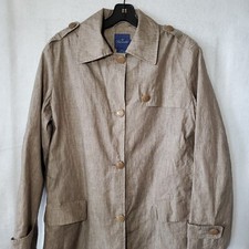 Faconnable 100% Linen Classic Trench Coat Women's Medium