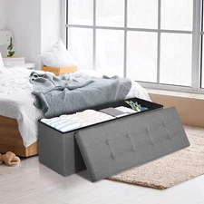 43'' Storage Ottoman Bench Foldable with Hidden Storage FootStool Save Space
