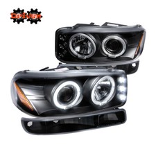 99-06 Gmc Sierra Truck Black Housing Projector Halo Headlights Turn Signal