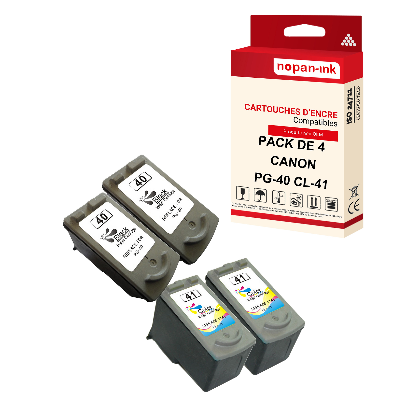 Cartouches d'encre PG-40XL et CL-41XL à séchage rapide pour des documents nets