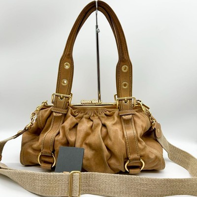 Miu Miu Handbag Shoulder 2way Women Leather Brown Used Excellent  