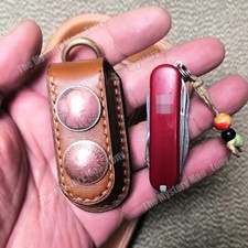 Bolso de cintura con cubierta de cuchillo de vaina de cuero de vaca hecho a mano para 58 mm Victorinox Swiss Ar
