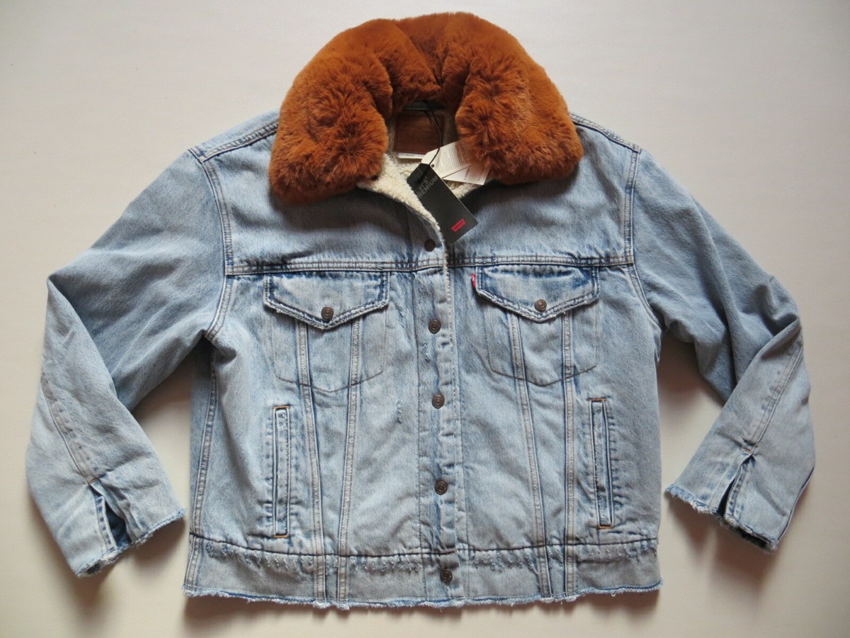 Levi's Sherpa Jacke Jeansjacke M NEU Vintage SUPER weicher Fell  Kragen