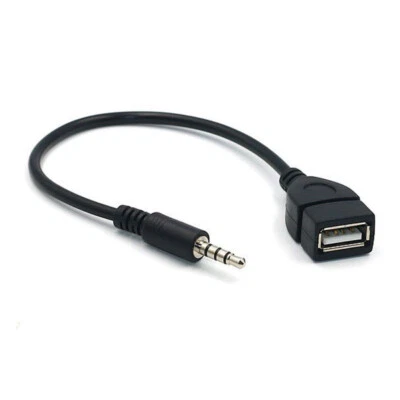 Câble adaptateur jack 3.5 pour USB femelle | convertisseur AUX | transformateur - Photo 1/4