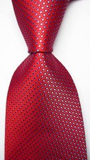 New Classic Polka Dot Red Blue JACQUARD WOVEN 100 Silk Men's Tie Necktie