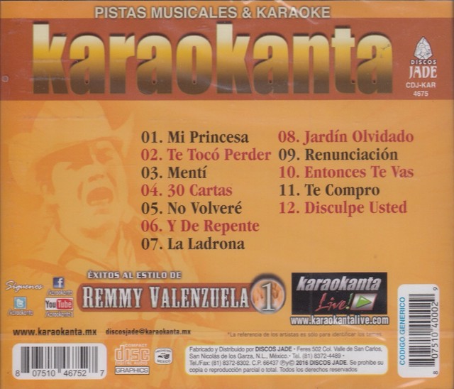 Remmy Valenzuela 1 Karaokanta Karaoke New Sealed For Sale Online No dejen su vida de rockstar por nadie, mejor encuentren con quien rockear consentido de dios 🙏🏻🙏🏻🙏🏻 unicamente realvamusic contacto@realvamusic.com remmyvalenzuela.com.mx. ebay