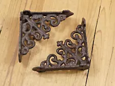 2 Antique Style Shelf Brace Wall Bracket Cast Iron Brackets SMALL FLEUR DE LIS 