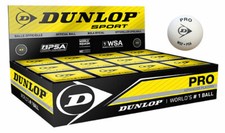 Dunlop Pro Double Yellow Dot White Squash Balls 12 Pack