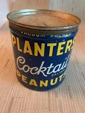 ORIGINAL Vintage 1938 Planters 8 oz Cocktail Peanuts Tin