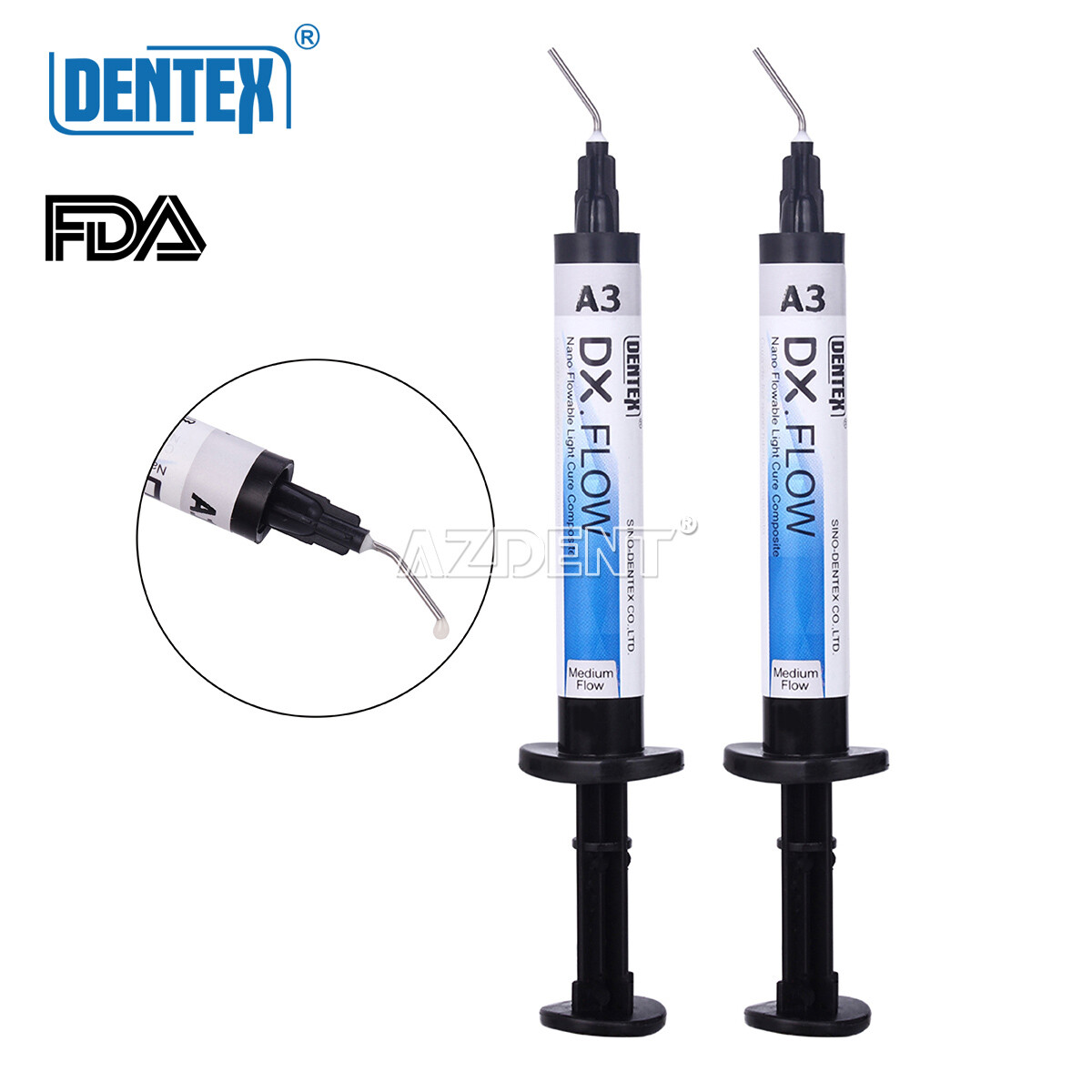 Dental Resin Medium Flow Flowable Light Cure Composite A3 DX.FLOW DENTEX 3g/PCS