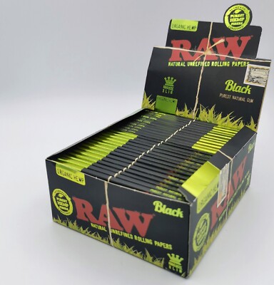 Rohe schwarze Bio-Hanf Kingsize schmale natürliche unraffinierte Rollpapiere 1 3 5 Box