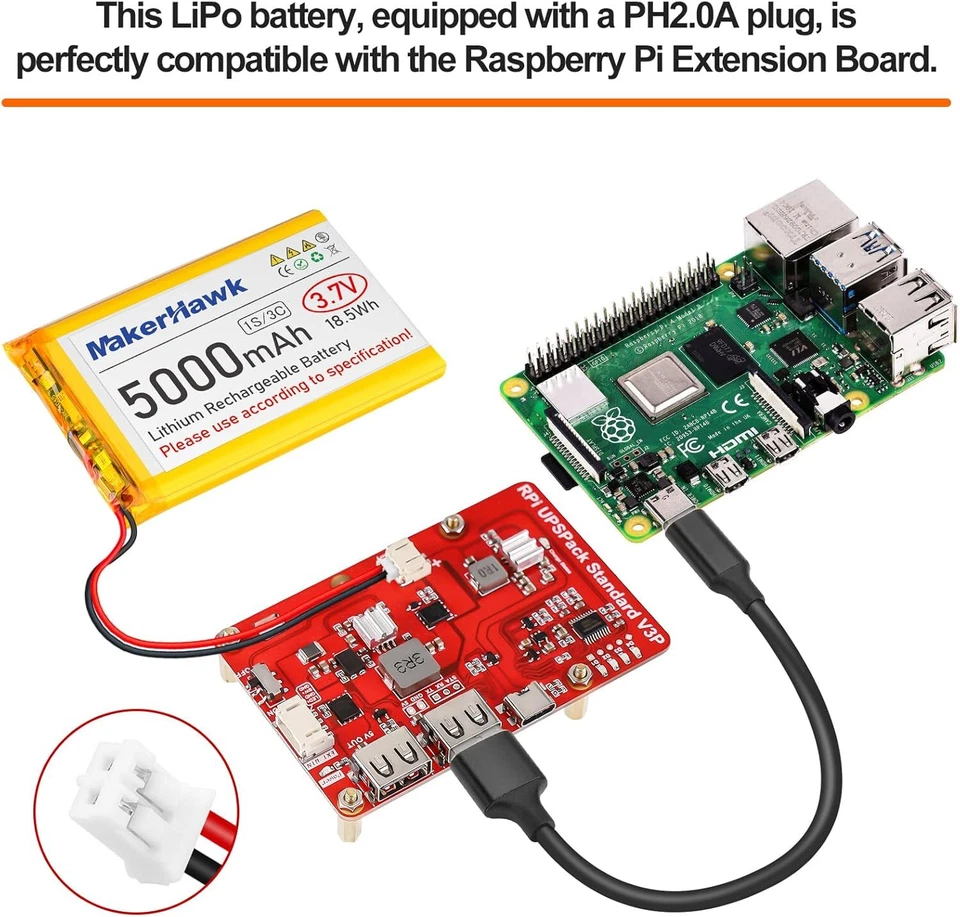 3,7 V 5000 mAh LiPo-Akku, wiederaufladbar, 1S 3C 105080 Lithium-Polymer-Akku - Bild 4 von 4