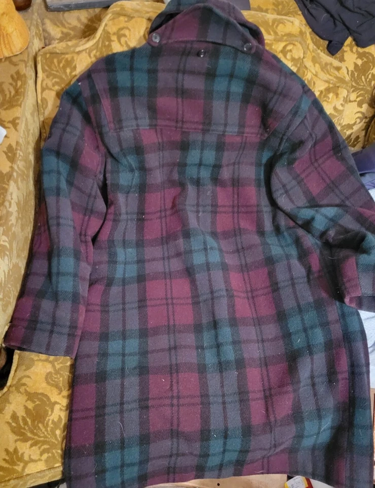 Chaqueta Abrigo a Cuadros De Colección LL Bean Para Mujer Lana Botón Palanca Talla 4 EE. UU. Foto 2 de 4