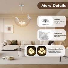 Modern Bird Nest Glass Chandelier Pendant Light Ceiling Lamp AC110V-220V