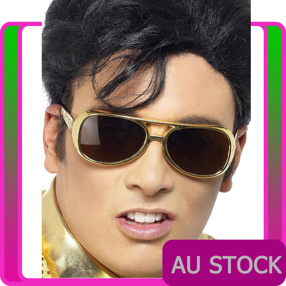 Gold Shades Elvis Presley Costume Sunglasses Glasses Party 50s