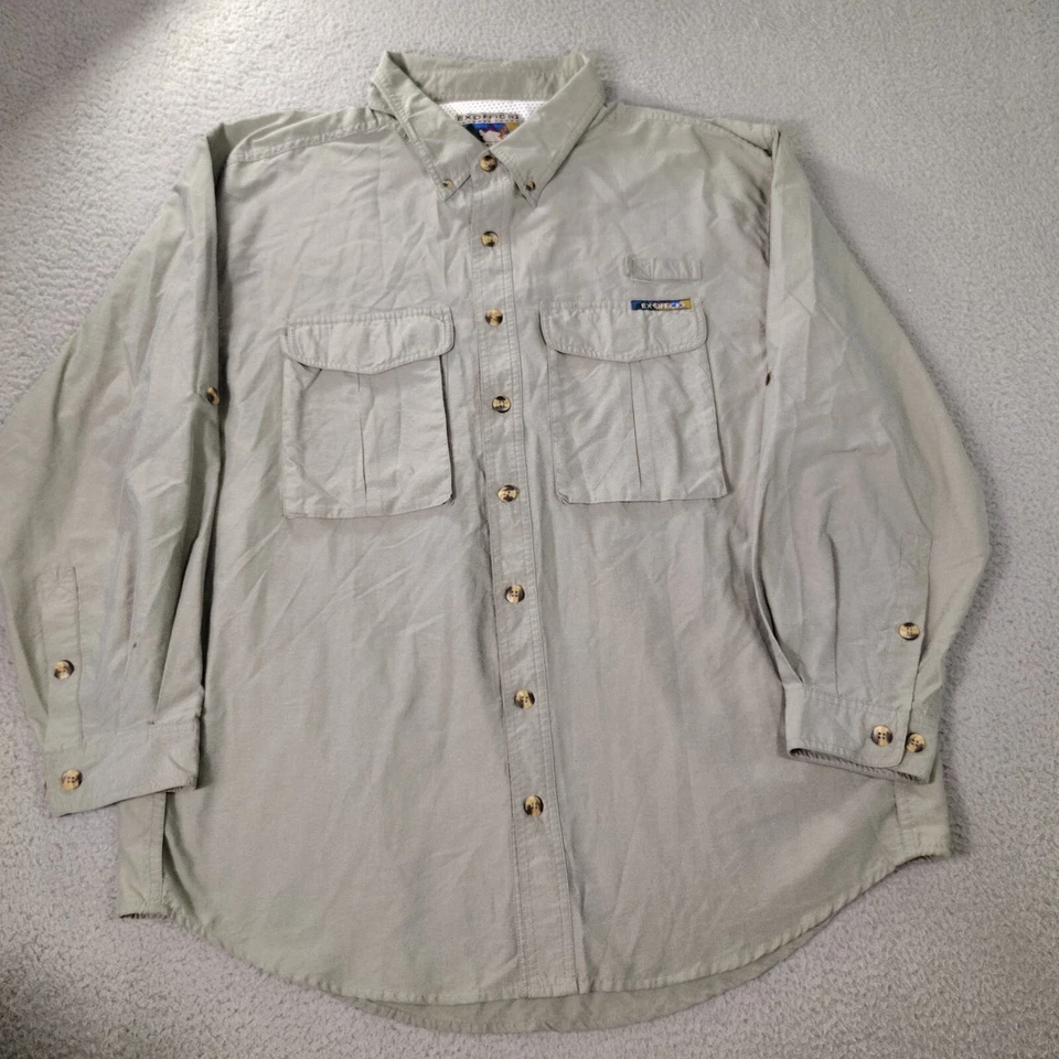 Camisa ExOfficio Exterior Para Hombres XXL Verde Oliva/Grisáceo Pesca Manga Larga Ventilada Foto 2 de 4