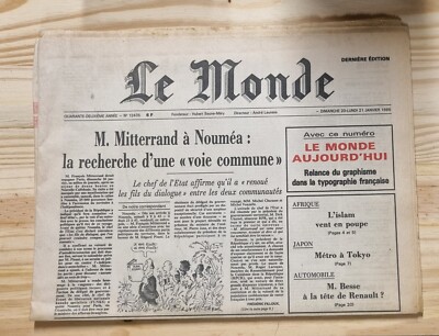 Zeitung LE MONDE vom 21. Januar 1985 - Mitterrand in Nouméa 