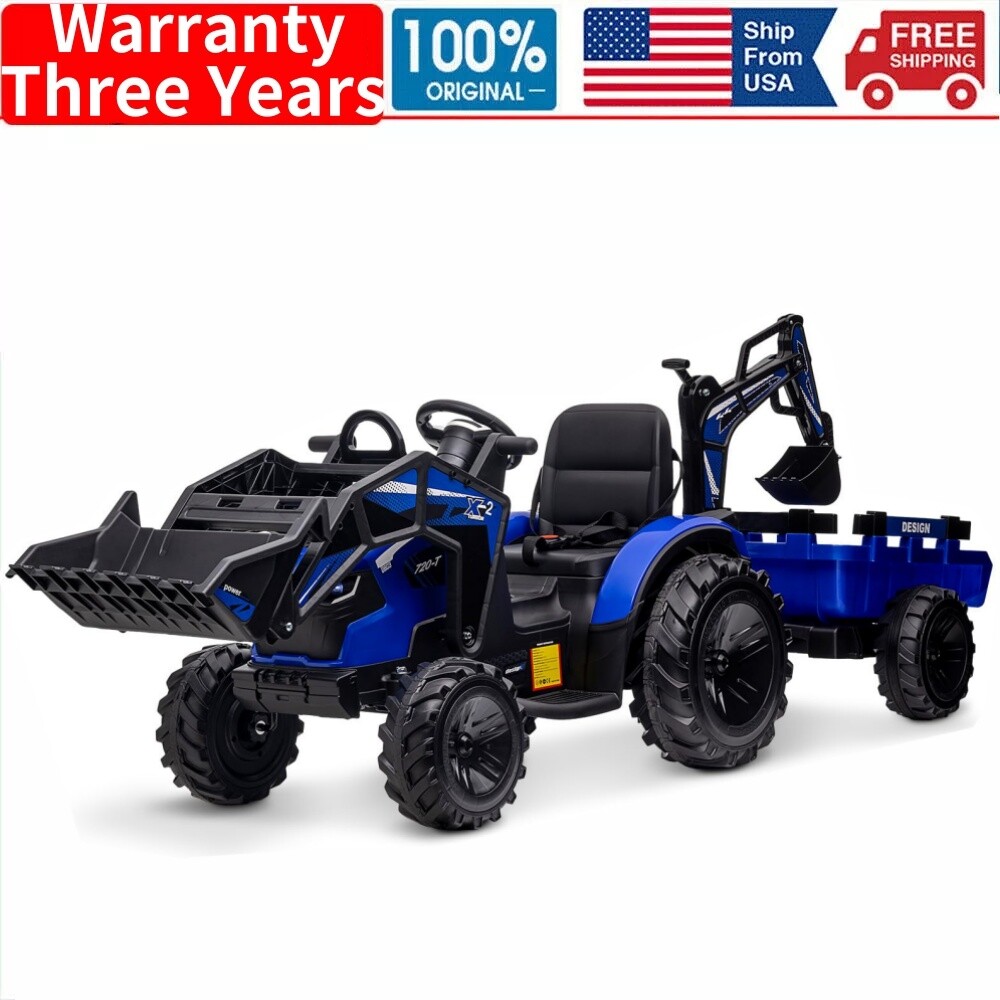 🔥3 in 1 Ride on Tractor Excavator & Bulldozer 24V Kid Electric Vehicles Trailer