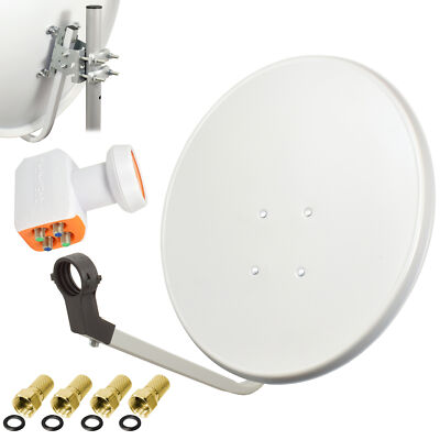 HD Sat Anlage 80cm Spiegel Schüssel TechniSat Quad LNB h UHD 4K 4 Teilnehmer Set