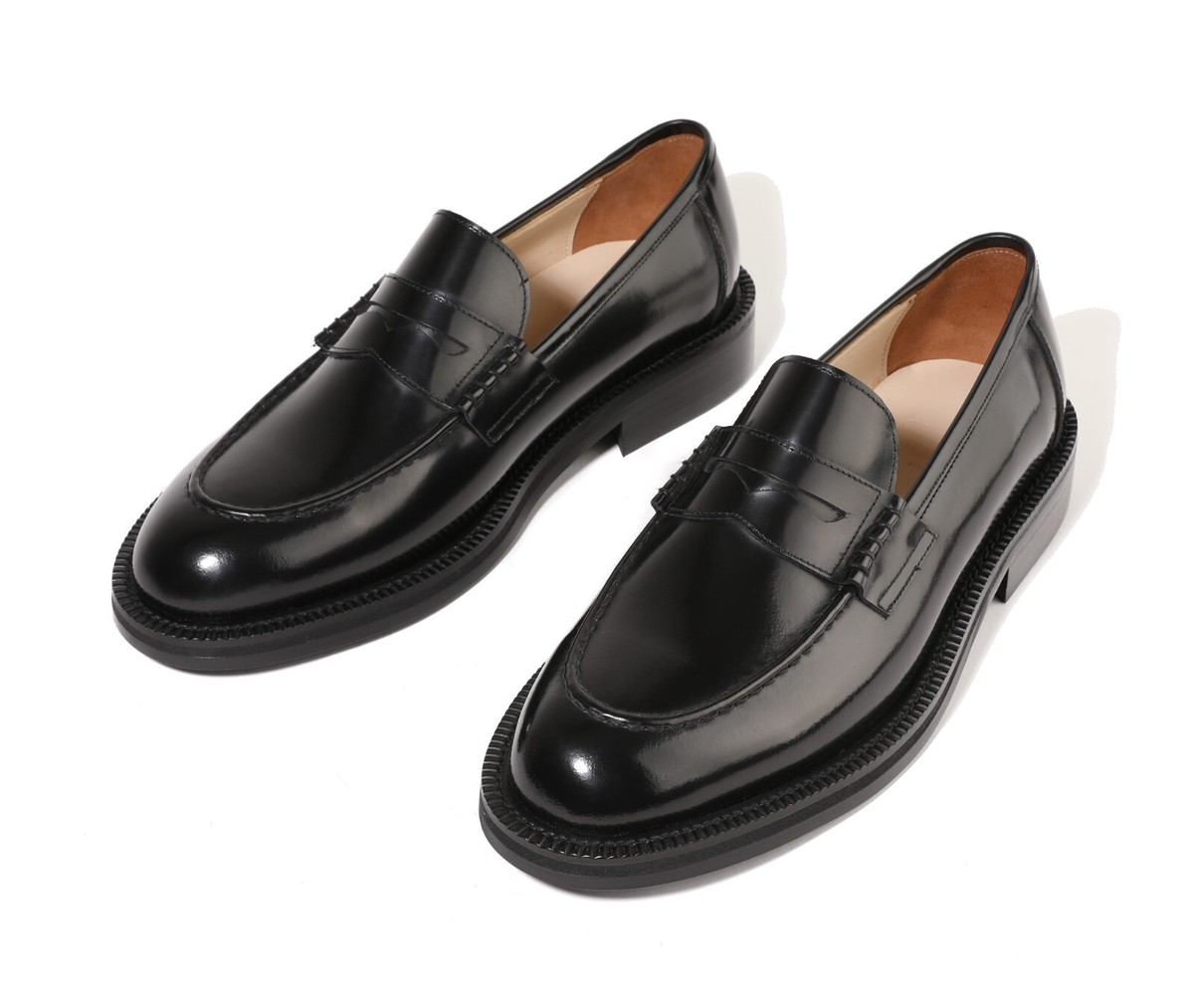 サンダル BOSS Apron-toe Slip-on Leather Loafers Black BOSS - Apron-toe slip-on loafers in grained leather - Black