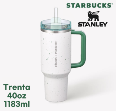 LTD STARBUCKS STANLEY QUENCHER TUMBLER TRENTA GREEN PEBBLE 40 OZ