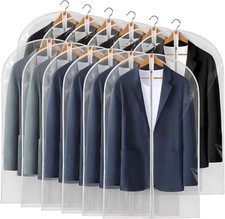 40"All Clear Garment Bags for Hanging Clothes 12 Packs Suit for Closet Storage