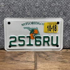 Expired Florida FL Motorcycle 2516RU 2018 License Plate LG