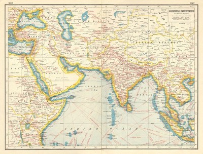 ASIA MIDDLE EAST AFRICA COMMERCIAL.Shows agricultural/mineral products 1920 map