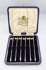 INDIAN COLONIAL ORR & SONS STERLING SILVER COCKEREL COCKTAIL STICKS Birm 1931
