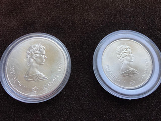 1974 Canada Olympics Two STERLING SILVER Coin Lot 10 Dollars and 5 Dollars