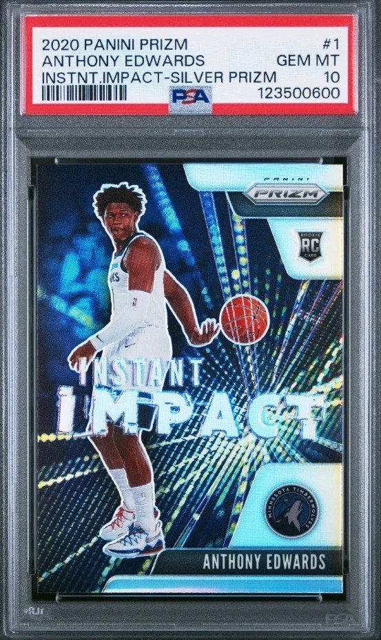 2020-21 Panini Prizm PSA 10 Silver Instant Impact Anthony Edwards #1  Prizm RC