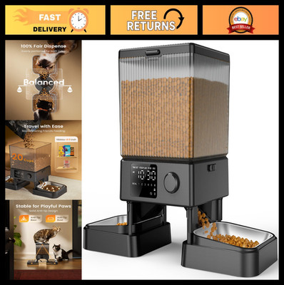 Automatic Cat Feeder for 2 Cats, 20 Cups/5L Timed Food Dispenser for Small Pets