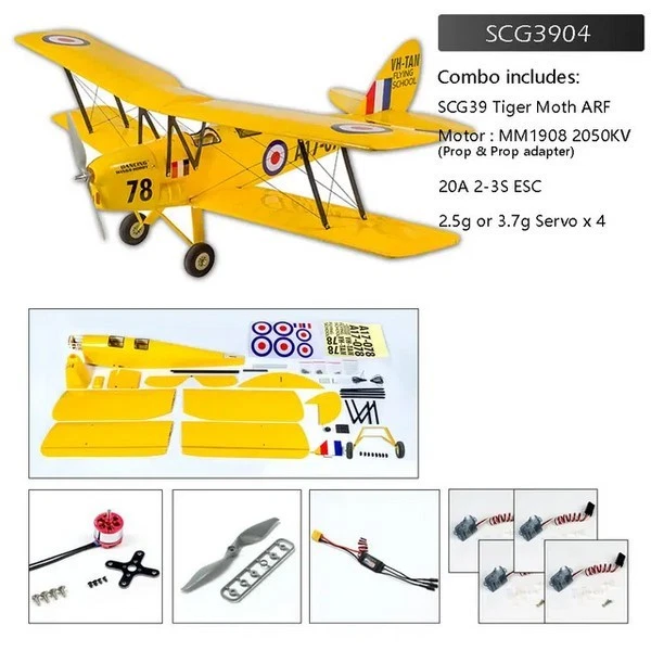 DWH SCG39 DH-TIGER MOTH ARTF 800mm W/S, YELLOW, COMPLETE - Image 4 of 4
