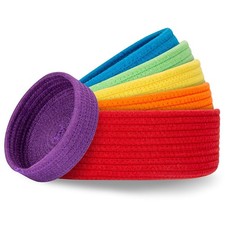 Small Shelf Storage Baskets For Organizing 6 Pack Round Cotton Rope Bins Decorat