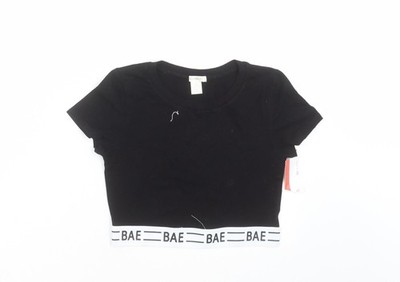 Bozzolo Damen schwarzes Cropped T-Shirt Größe S - bae