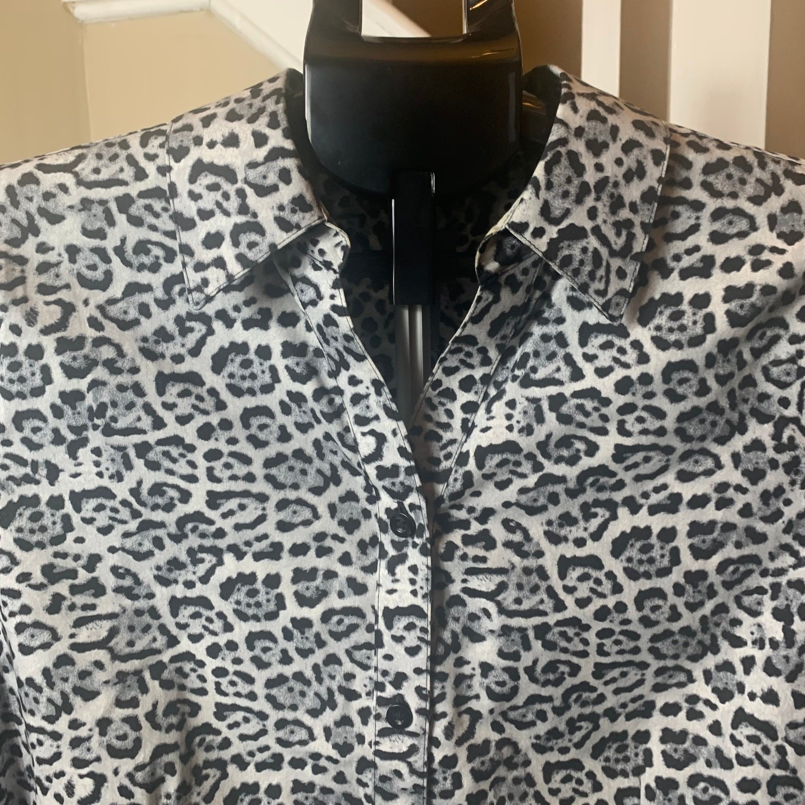 Chicos Leopard Button Down Collared Shirt - Size 1 - image 3