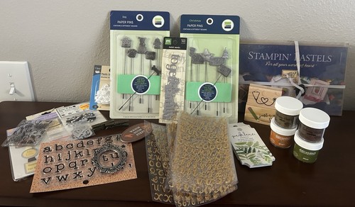 Scrapbook Card Making Embellishment Lot Pins Letters Stickers Buttons More
