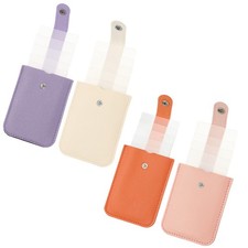 4Pcs Leather Slim Minimalist Wallet, White/Purple/Pink/Orange
