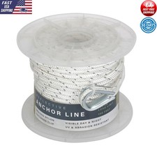 Reflective Braided Nylon Boat Anchor Line W/ Clip UV Resistant Anti-friction New