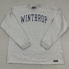 Vintage Winthrop Eagles Shirt Men Medium Gray Jansport Crew NCAA Pullover M USA