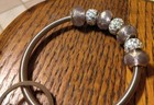 Handmade Key Ring-Plastic and Iridescent Rhinestone Spacers. 2-Sided Heart Charm — photo 3