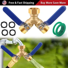 1-2PCS 3/4" Solid Brass Double 2 Way Tap Garden Connector Adaptor Hose Splitter