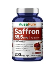 NusaPure Saffron Extract 88.5mg 200 Veggie Caps Non-GMO  Vegan 
