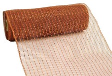 Deco Poly Metallic Mesh Ribbon, 10 inch x 30 feet, Brown, Copper Foil, Wreath
