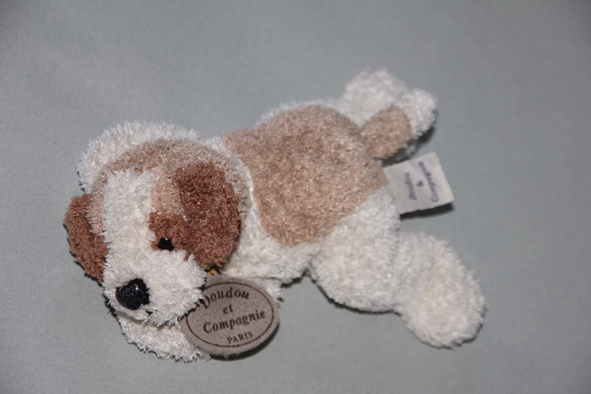 DOUDOUS PELUCHES OURS/CHIEN ECHARPE ROUGE MARRON CLAIR VINTAGE YVES