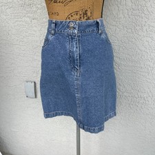 Vtg Christopher Banks Denim Skirt Size 10 A-line Knee Length Casual Western Boho